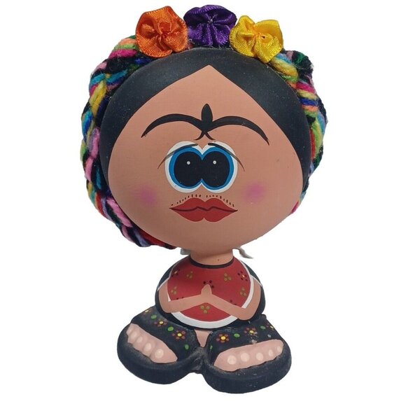 Unique Terracotta Clay Frida Kahlo Angel  Figurine  Hand Painted Mexico … - Picture 9 of 10